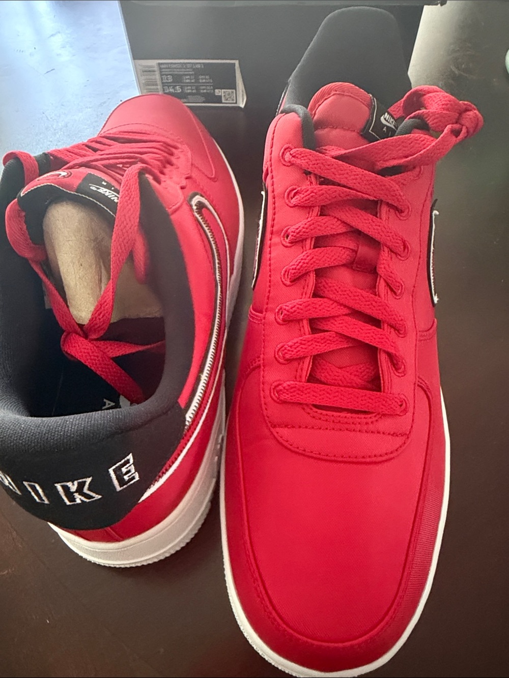 Nike Force 1 Red Low-Top Sneakers with Black Accents